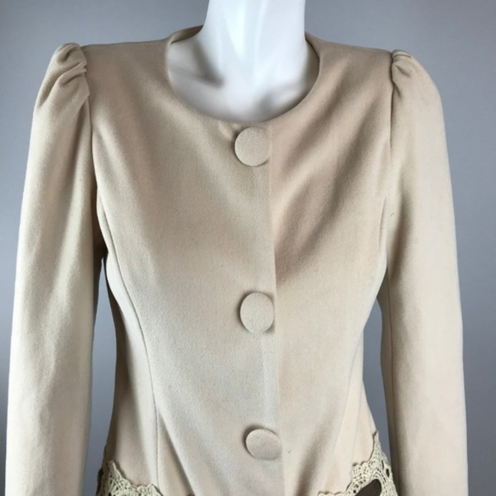 A'reve Arabella Cream Puff Sleeve Coat Size S Lace